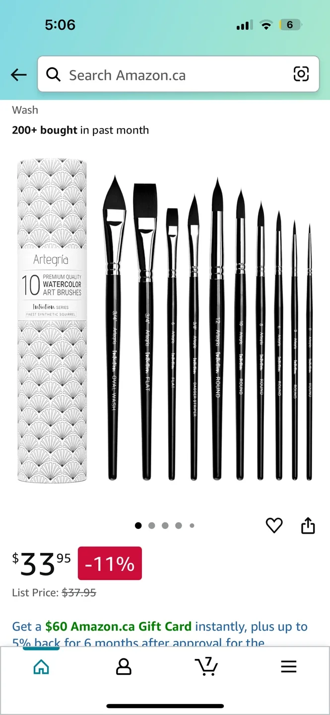 Artegia Intuition Series Watercolor Paint Brushes - 10 Piece Set image indicator(4)
