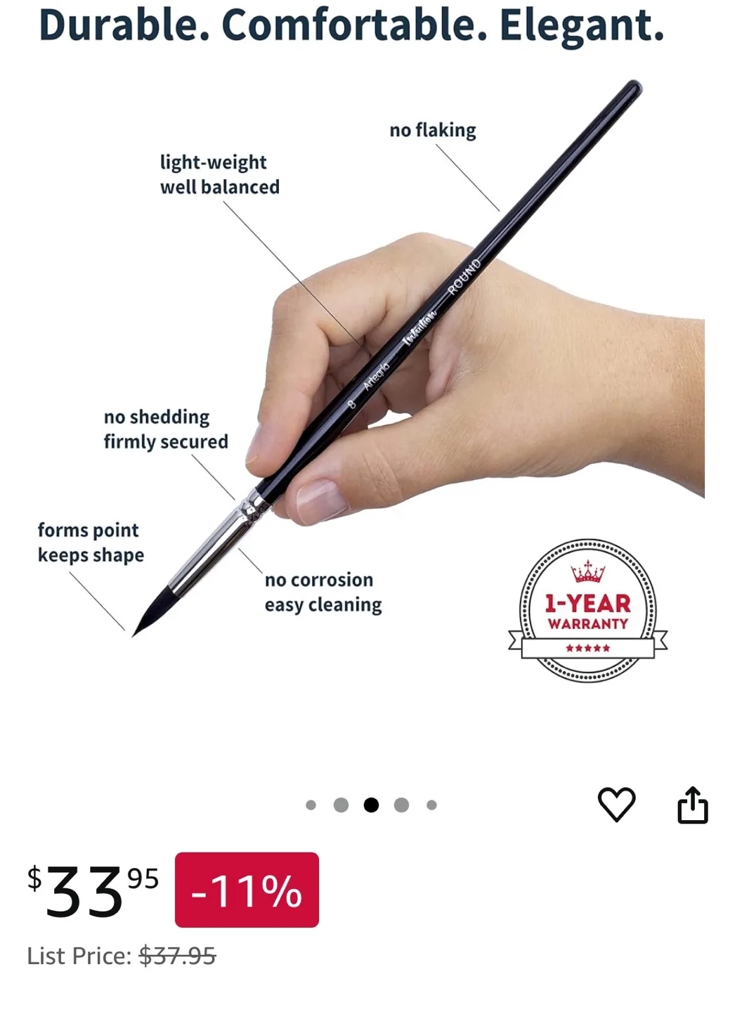 Artegia Intuition Series Watercolor Paint Brushes - 10 Piece Set image indicator(5)