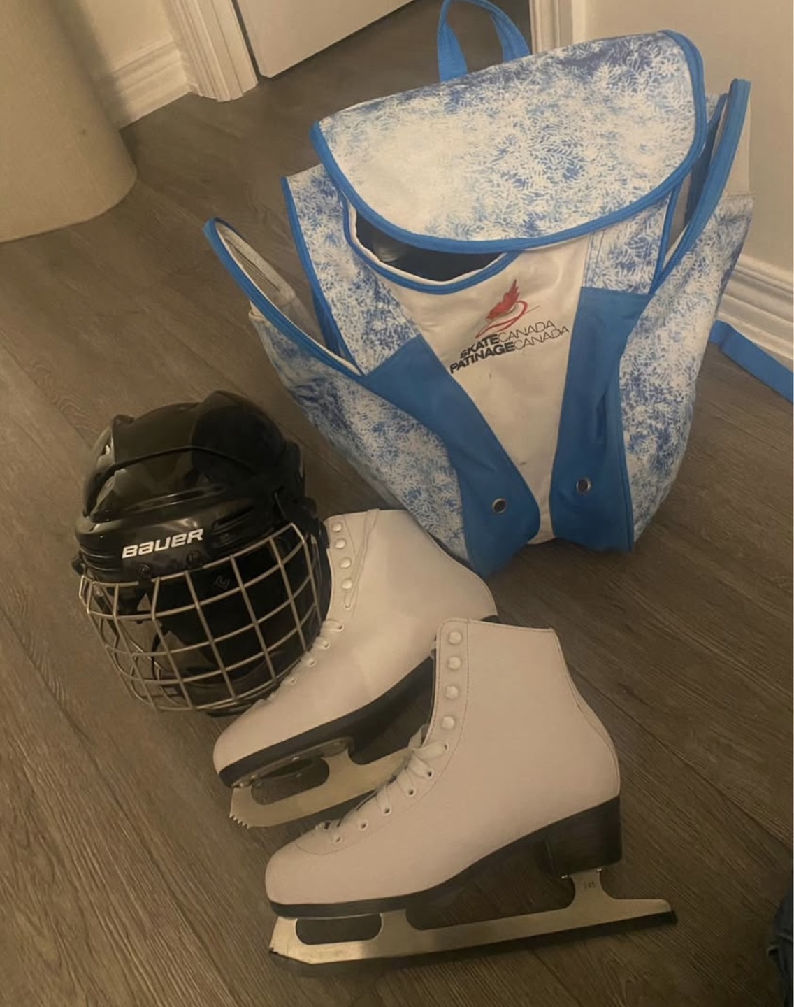 Bauer Hockey Helmet, Figure Skates & Skate Bag