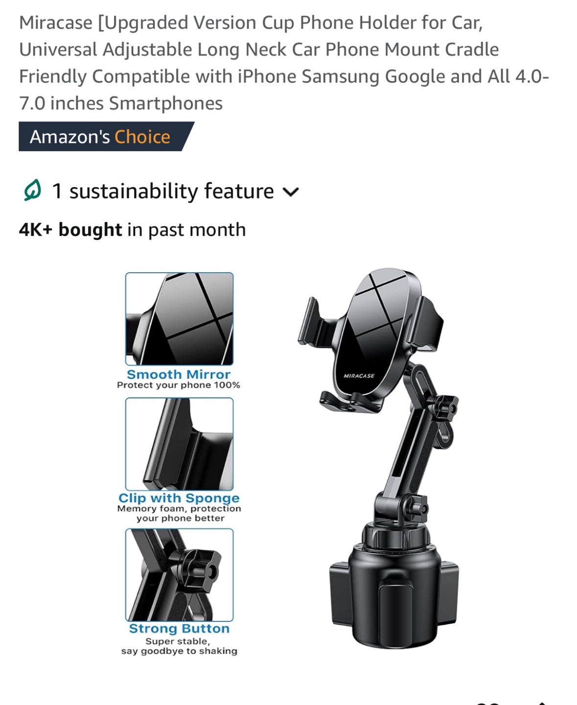 Miracase Upgraded Car Cup Phone Holder Mount - photo 3