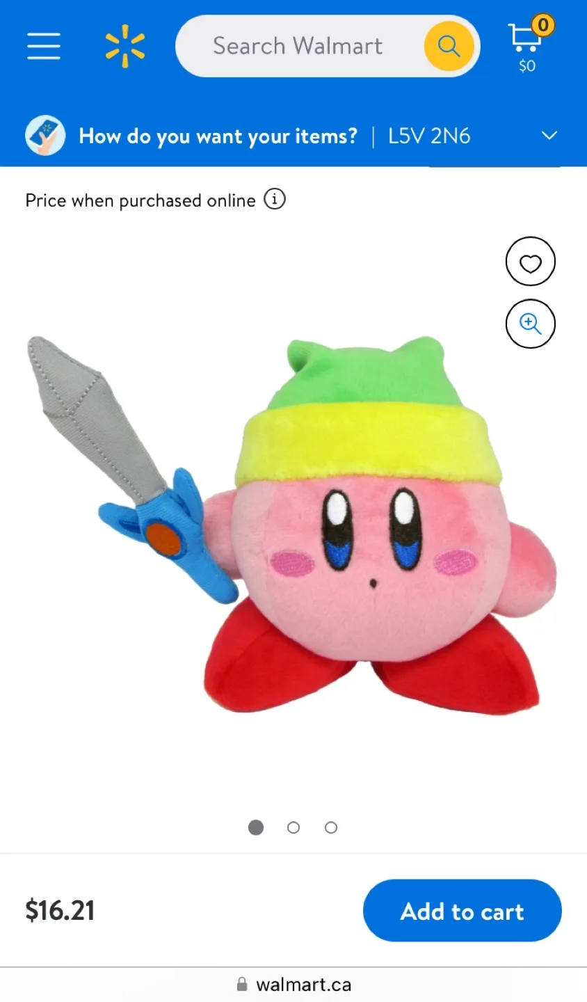 Kirby Plush Toy with Sword thumbnail