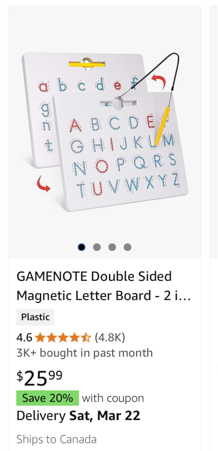 GAMENOTE Double Sided Magnetic Letter Board