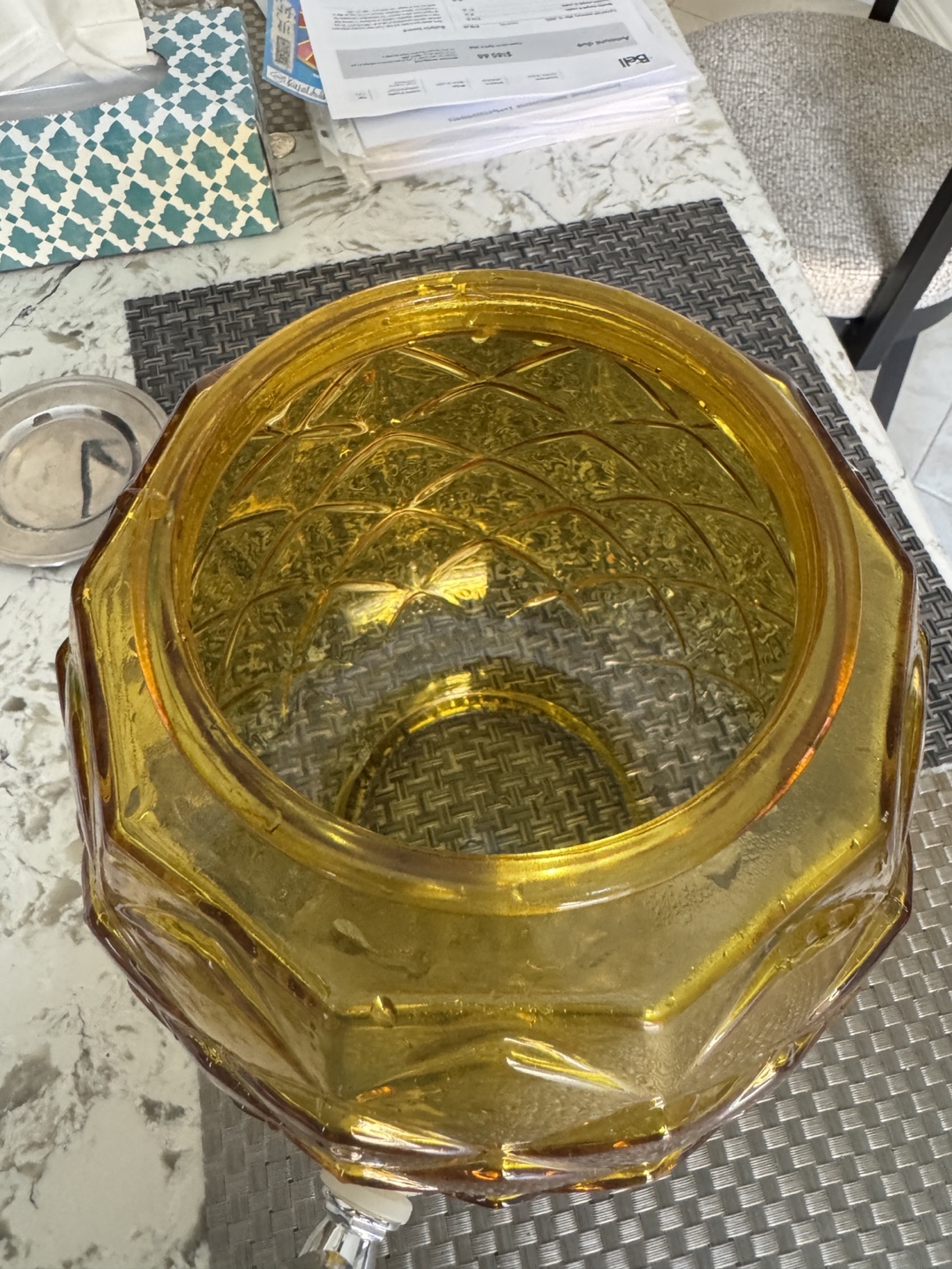 Vintage Amber Glass Beverage Dispenser with Spigot - photo 2