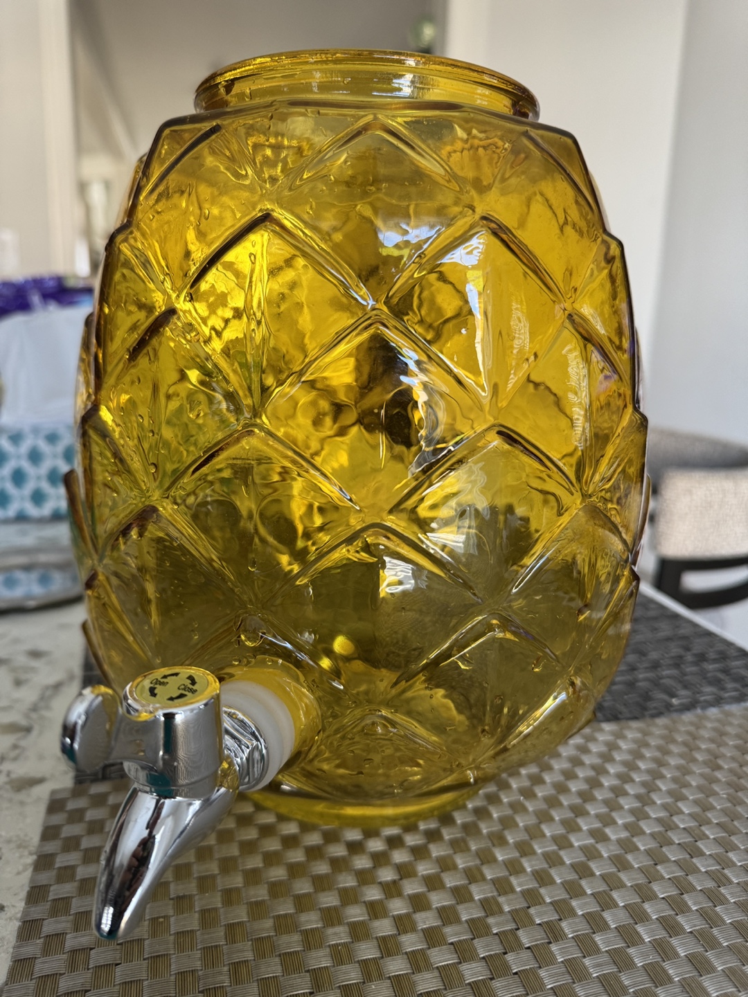 Vintage Amber Glass Beverage Dispenser with Spigot - photo 3