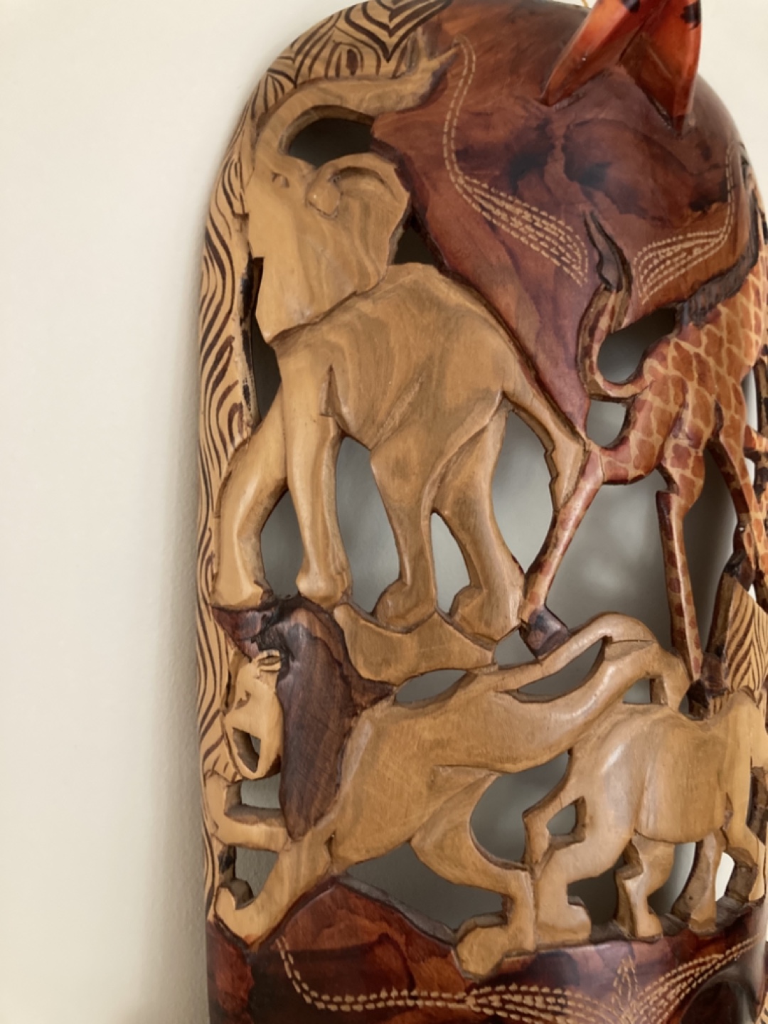 Hand-carved African Mask with Wildlife Detail - photo 4