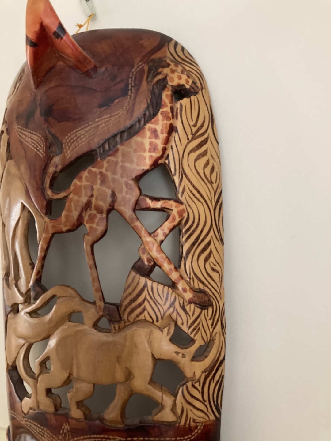Hand-carved African Mask with Wildlife Detail - photo 3