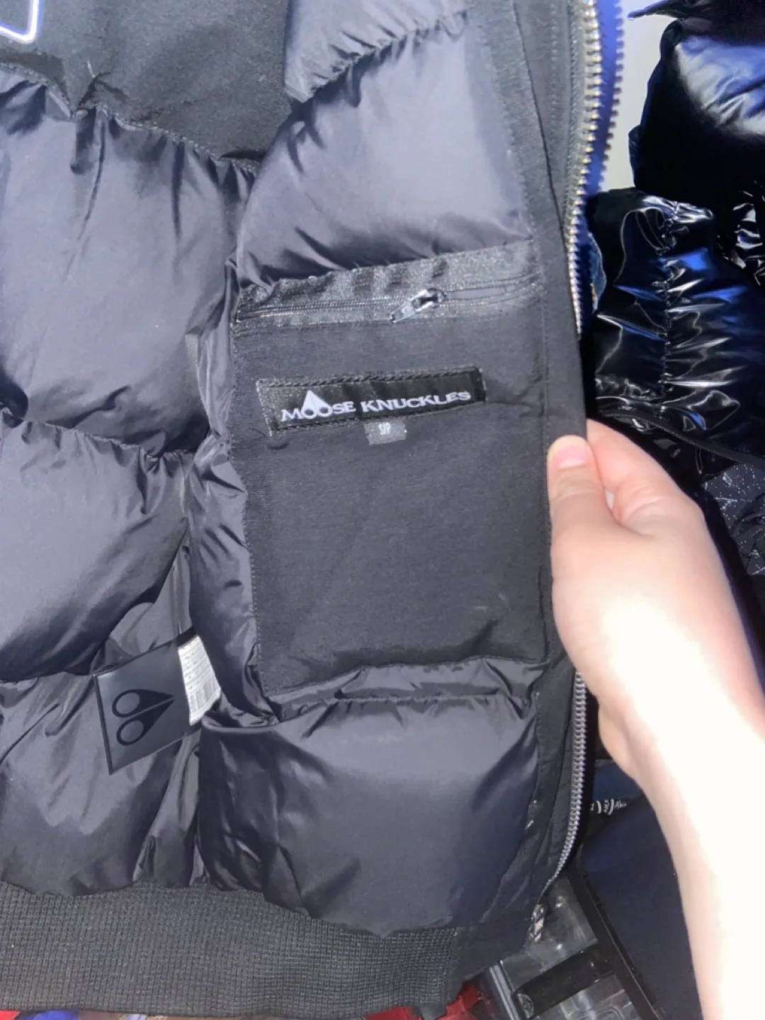 Moose Knuckles black bomber jacket image indicator(5)