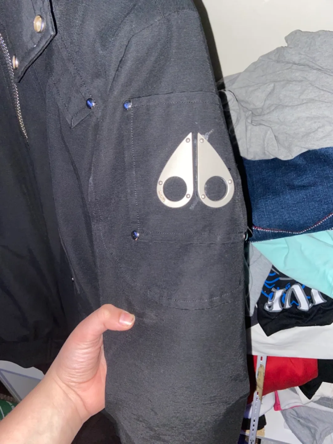 Moose Knuckles black bomber jacket image indicator(3)