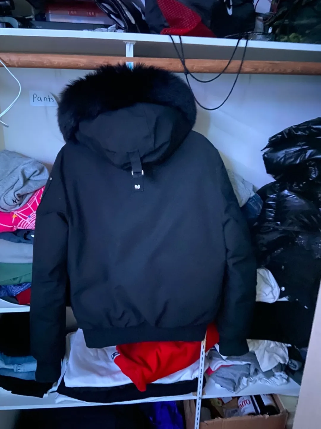 Moose Knuckles black bomber jacket image indicator(2)