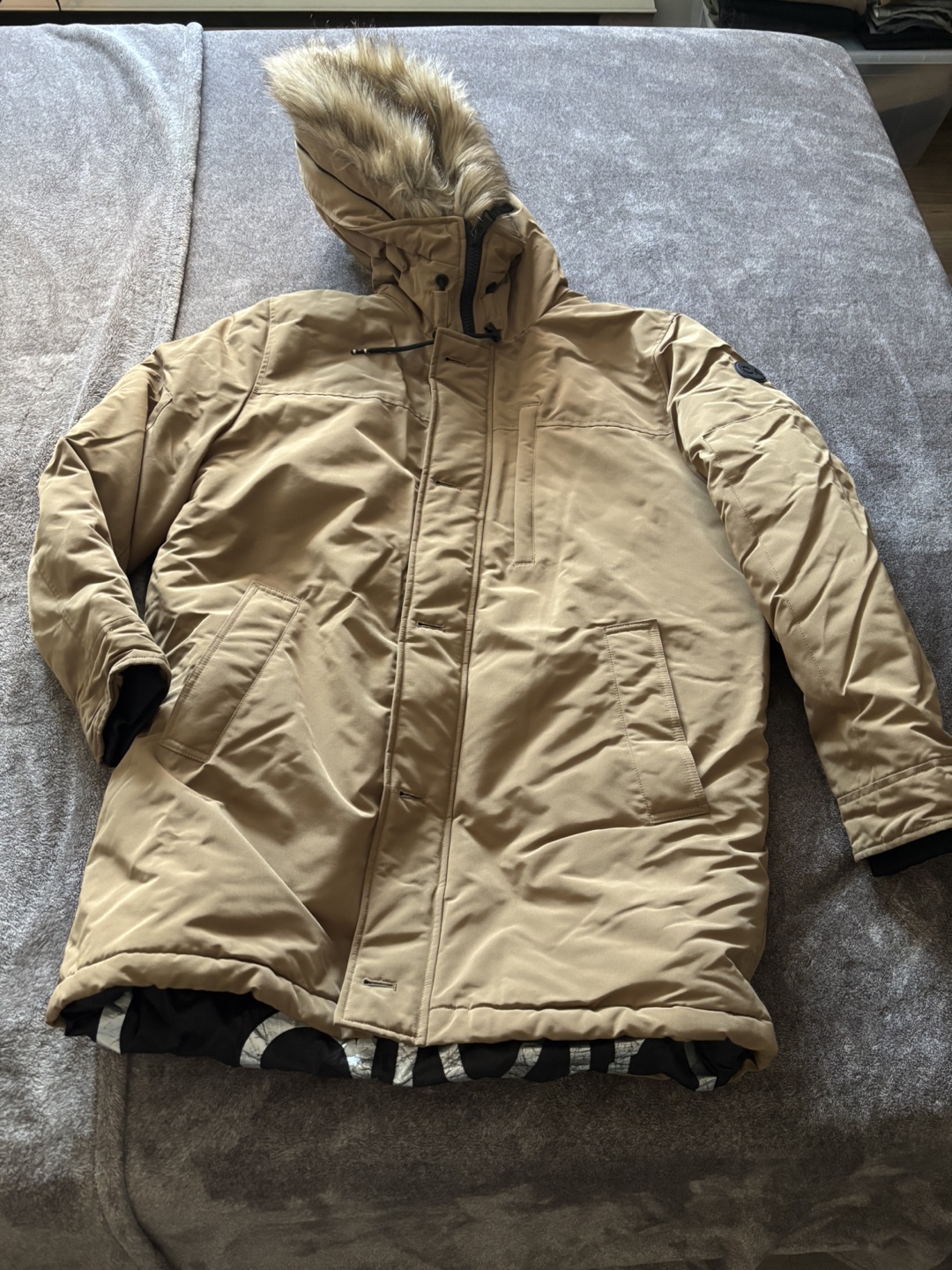 Men's Tan Hooded Winter Parka