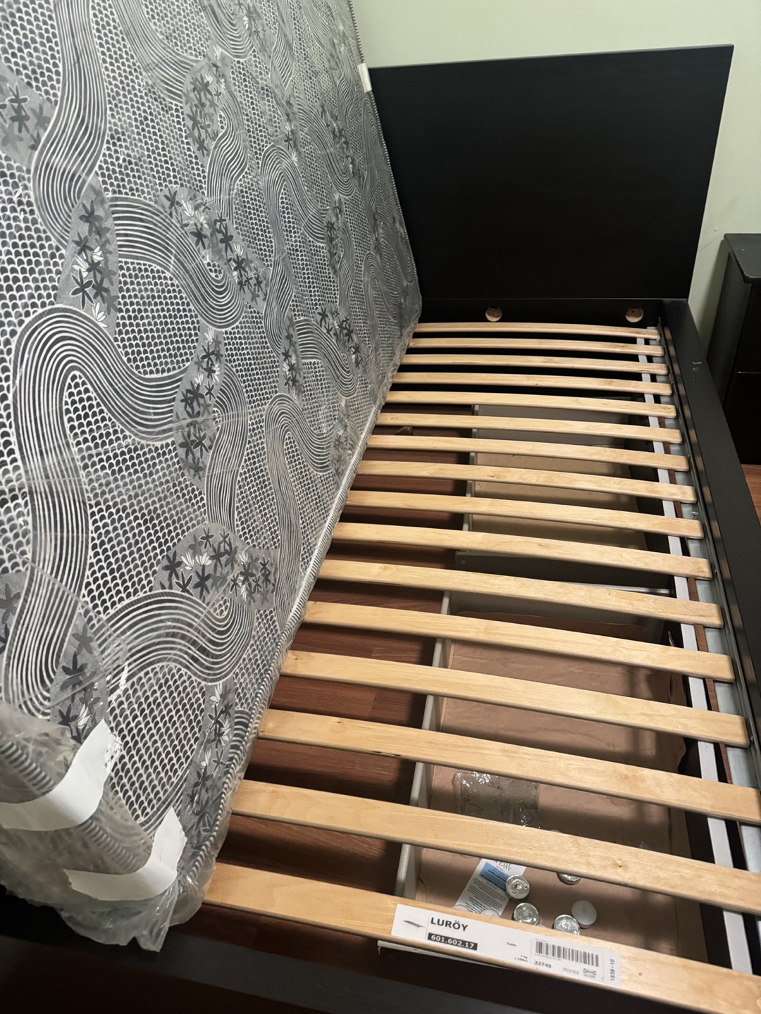 IKEA Black-Brown Twin Bed Frame with Storage - photo 3