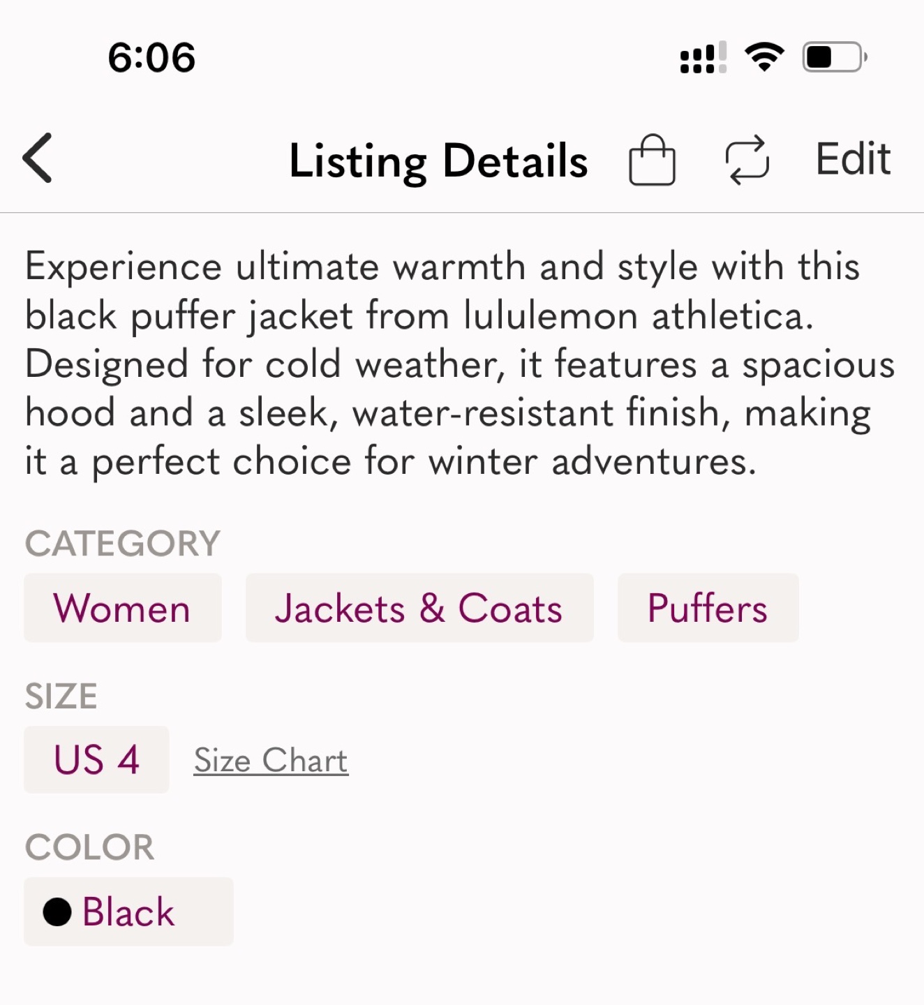 Lululemon Athletica Black Down-Fill Long Puffer Jacket - Size 4 - photo 4