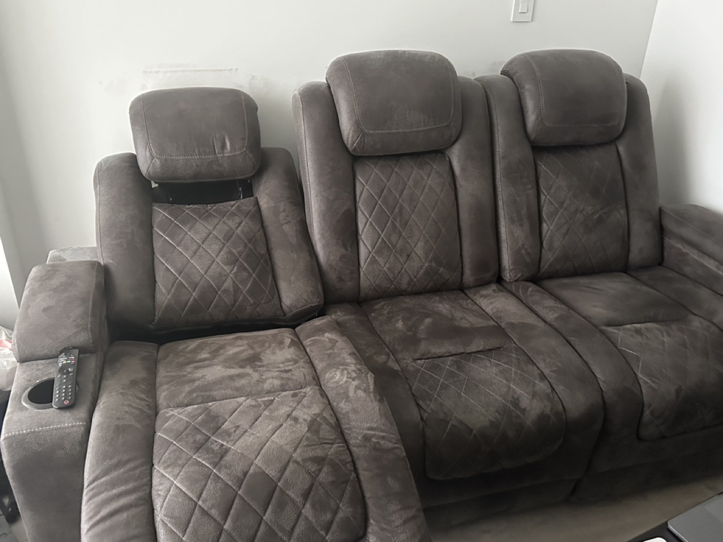 Reclining Sofa - Dark Grey Fabric - photo 2