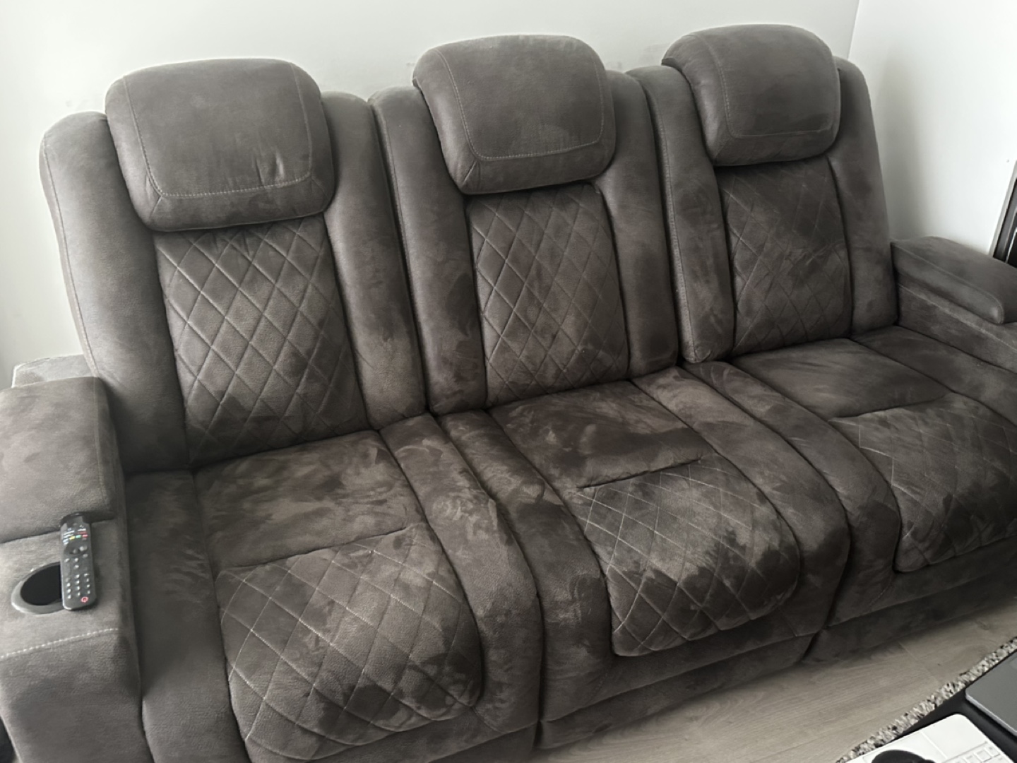 Reclining Sofa - Dark Grey Fabric