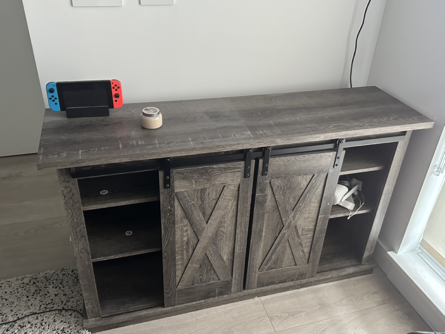 Grey Barn Door Accent Cabinet - photo 2