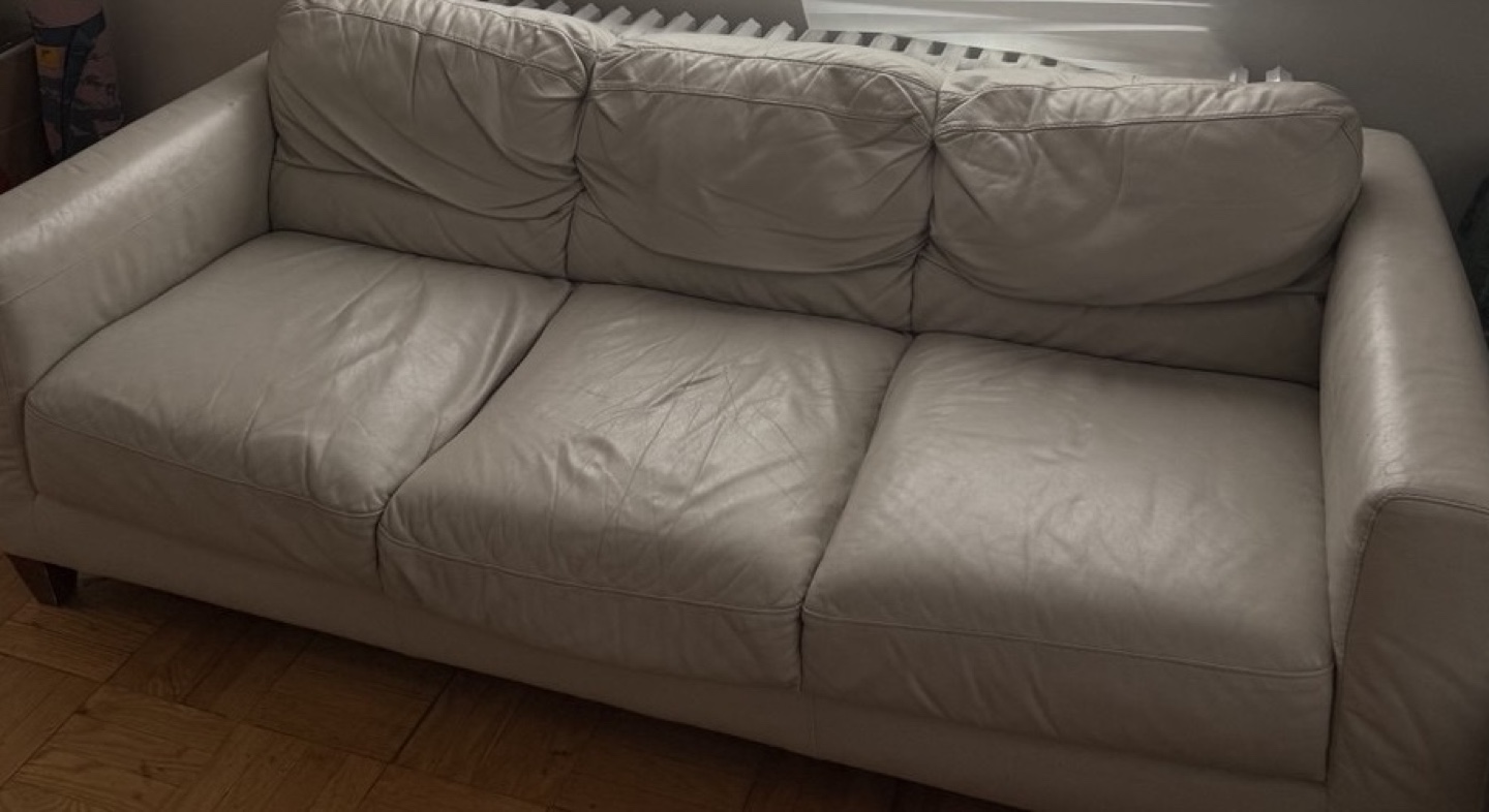 Off-White Leather Sofa