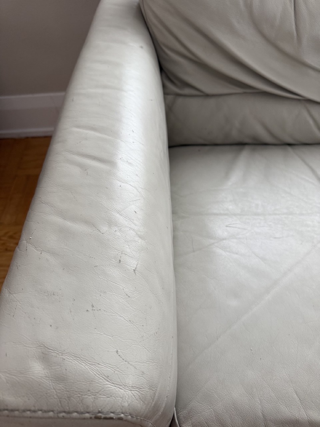 Off-White Leather Sofa - photo 2