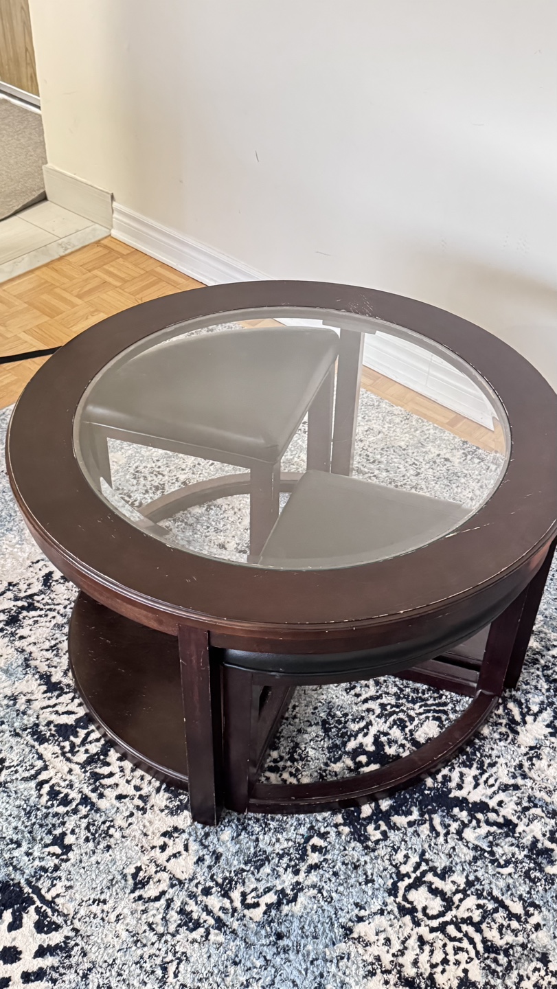 Round Coffee Table with Three Stools - photo 2