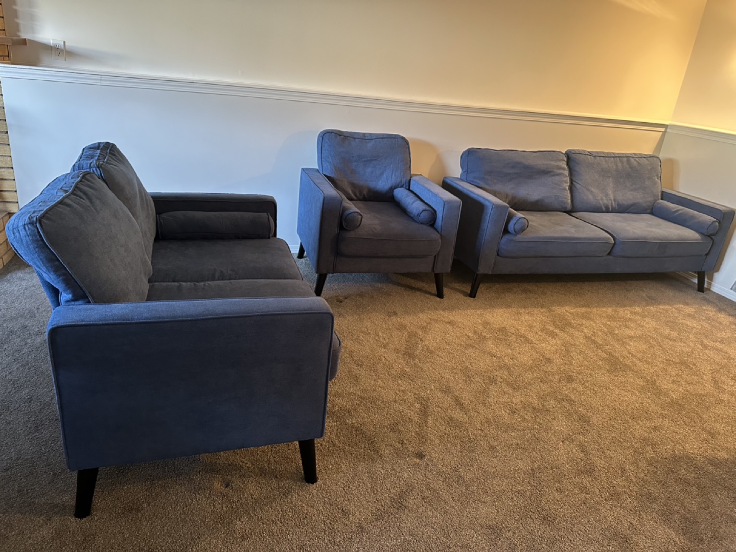 Lovely Blue Sofa set, Loveseat and Armchair
