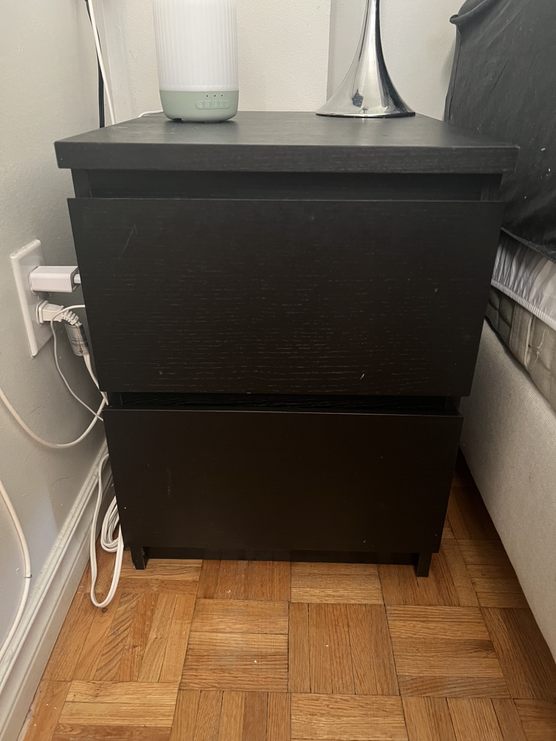IKEA MALM Two-Drawer Bedside Table - Black (2 bedside for $50) - photo 2
