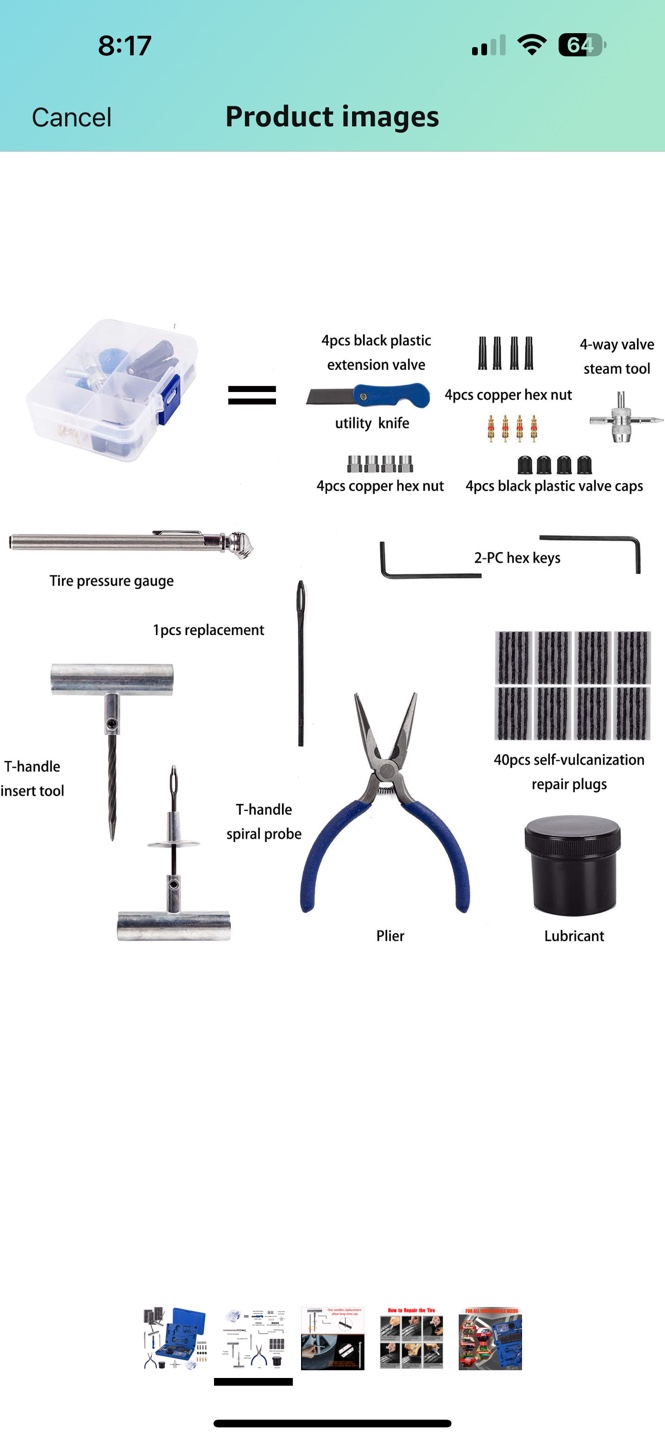 Tire Repair Kit with 40 Self-Vulcanization Plugs - photo 2