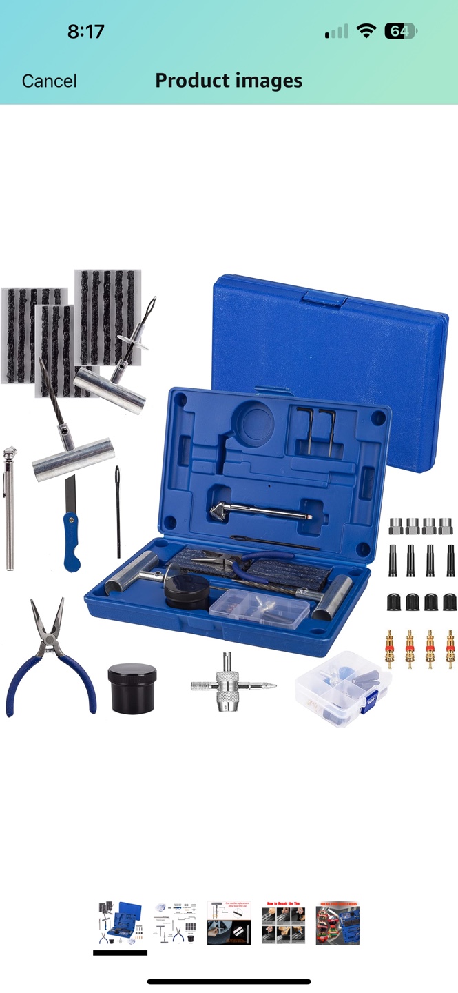 Tire Repair Kit with 40 Self-Vulcanization Plugs