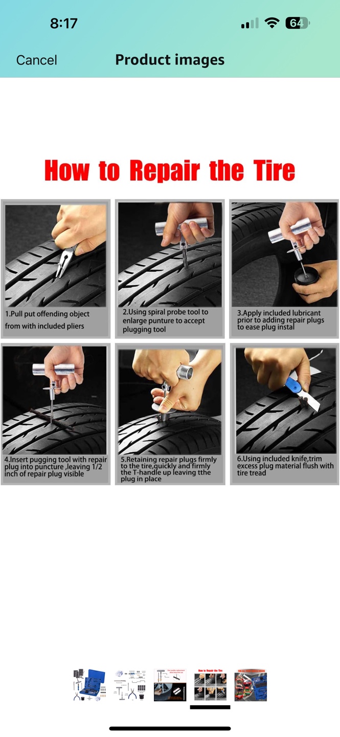 Tire Repair Kit with 40 Self-Vulcanization Plugs - photo 4
