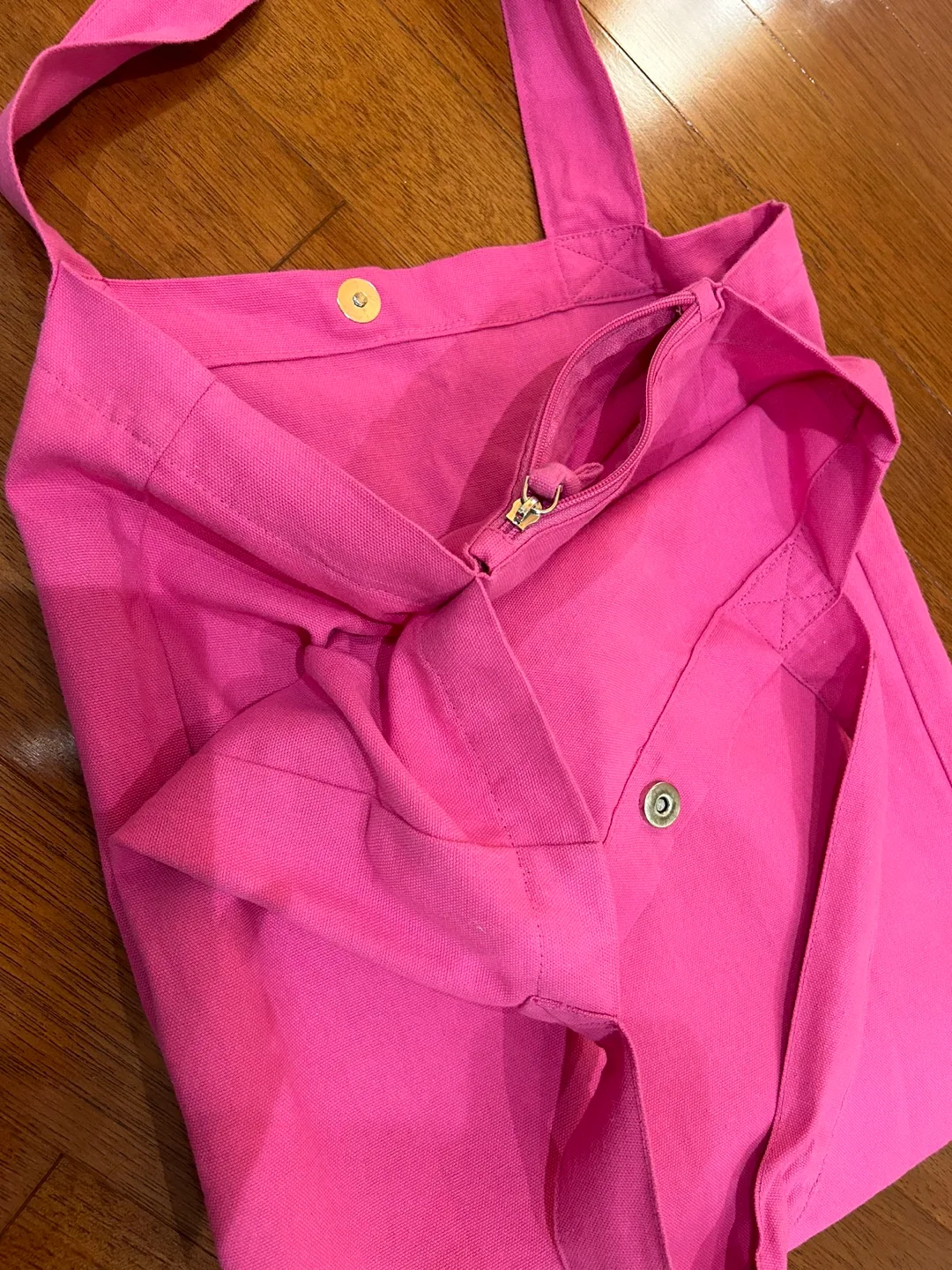 Pink cotton tote bag with zipper image indicator(3)