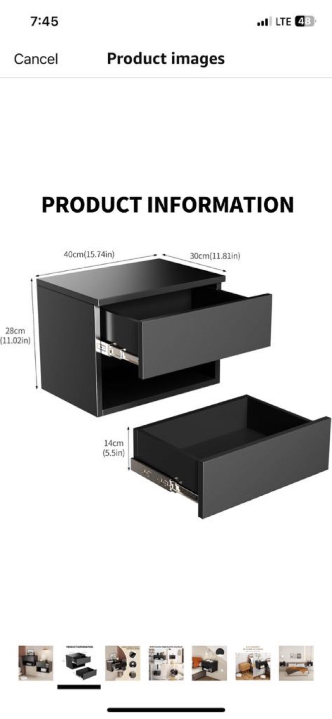 Black floating nightstand - photo 2