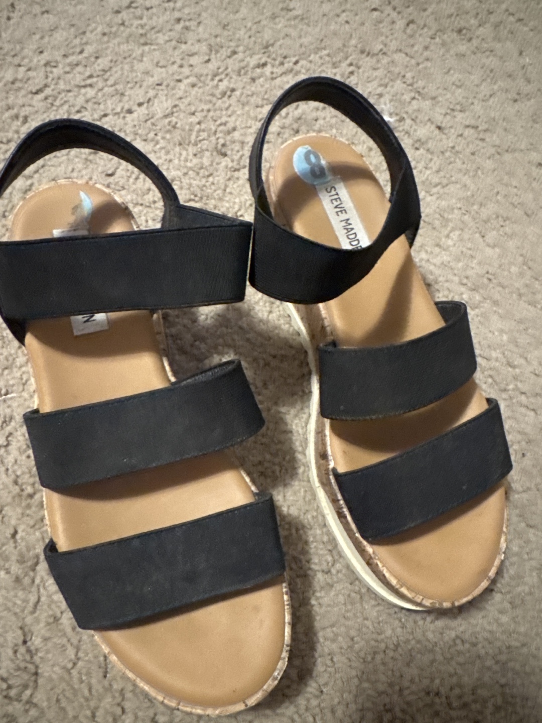 Steve Madden Black Wedge Sandals Size 8
