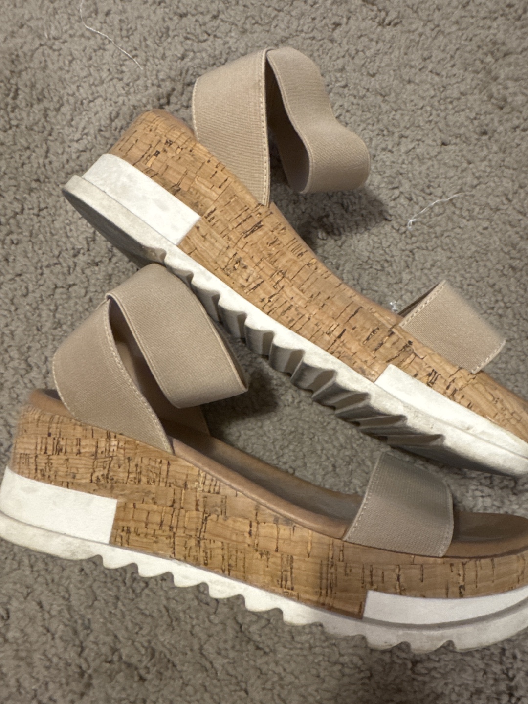 Size 8 Steve Madden Beige Cork Platform Sandals - photo 2