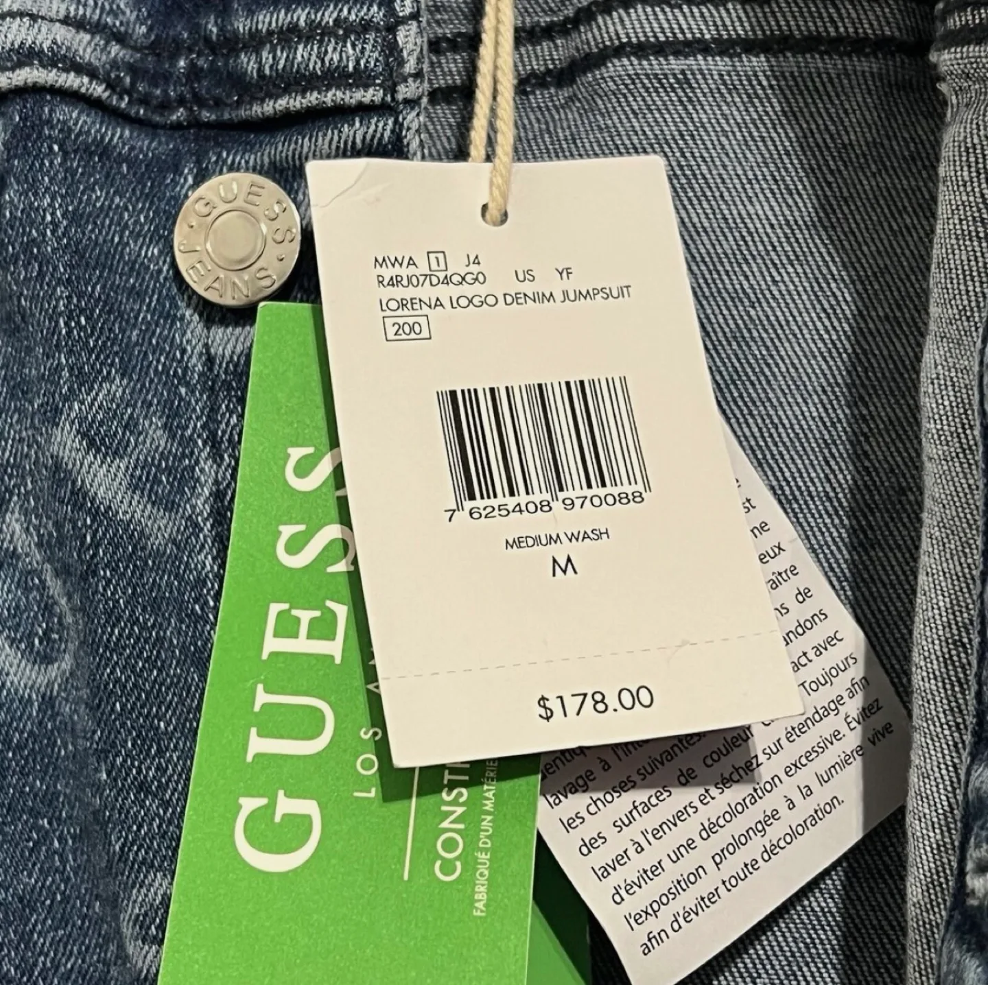 Guess Lorena Logo Denim Jumpsuit - Medium Wash image indicator(3)