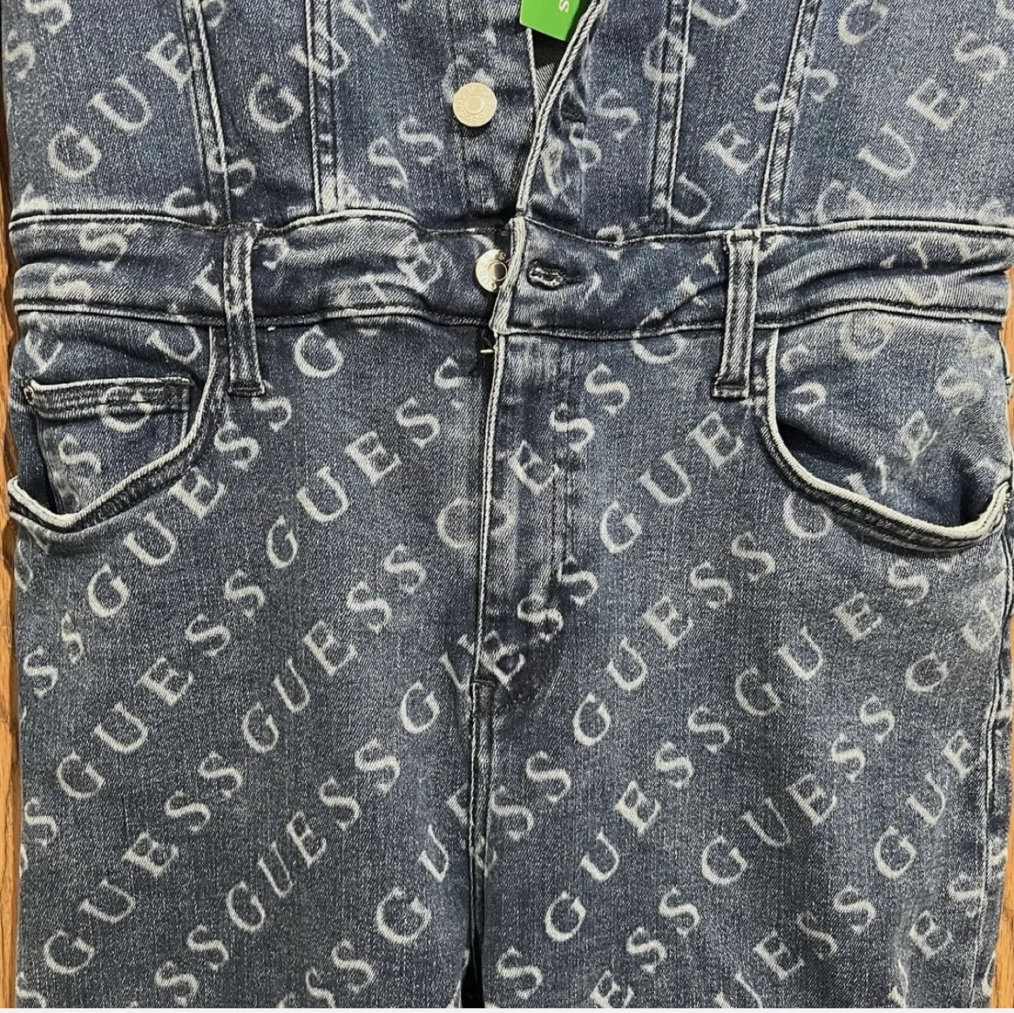 Guess Lorena Logo Denim Jumpsuit - Medium Wash image indicator(4)