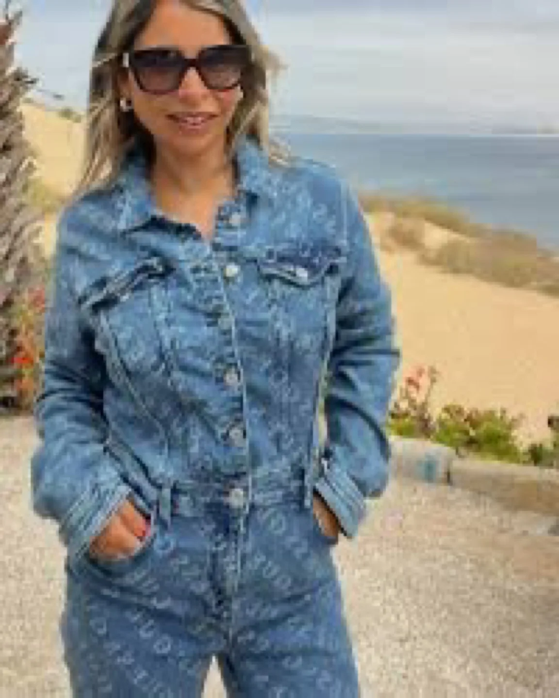 Guess Lorena Logo Denim Jumpsuit - Medium Wash image indicator(9)