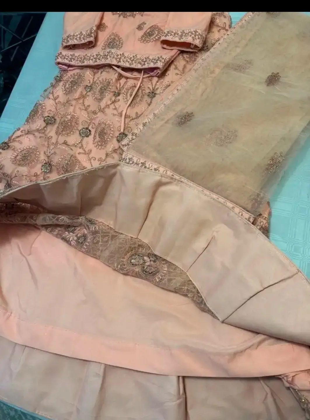 Peach Embroidered Lehenga Choli Set thumbnail