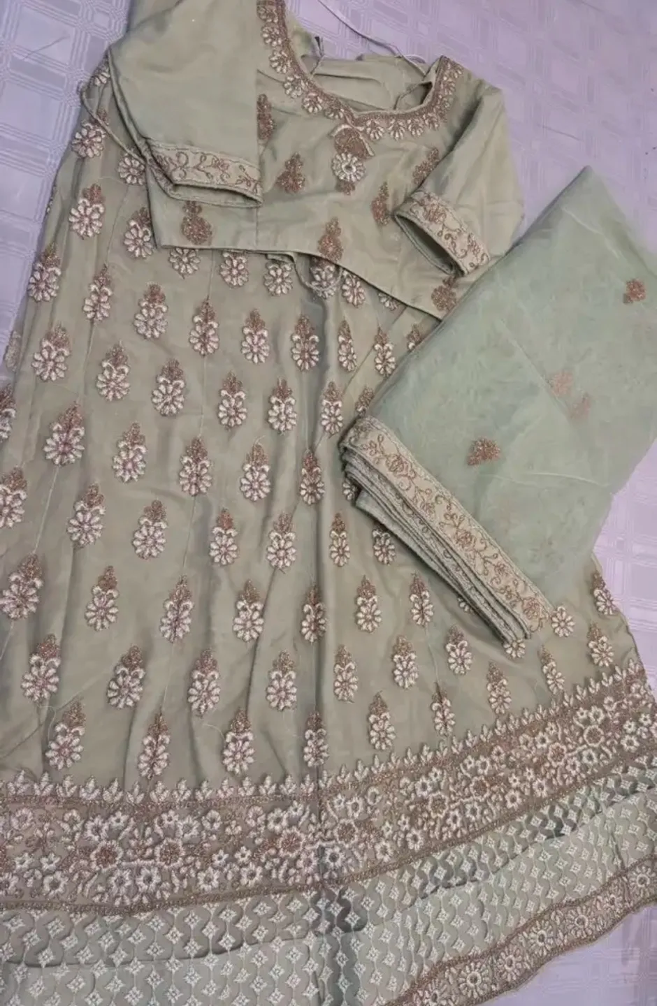 Beautiful Sage Green Embroidered Lehenga Choli thumbnail