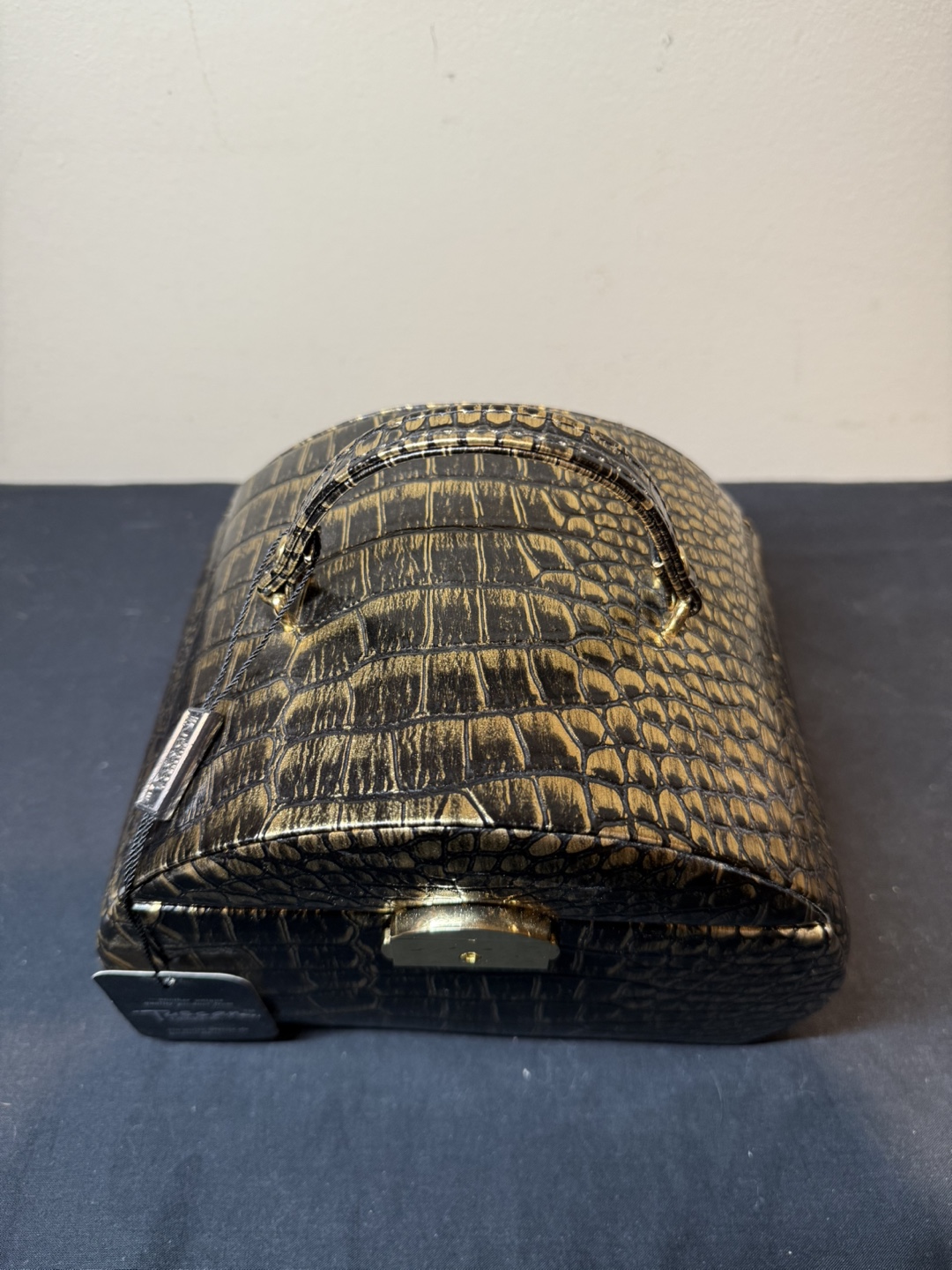 Tuscan Black and Gold Crocodile-Embossed Jewellery Box - photo 3