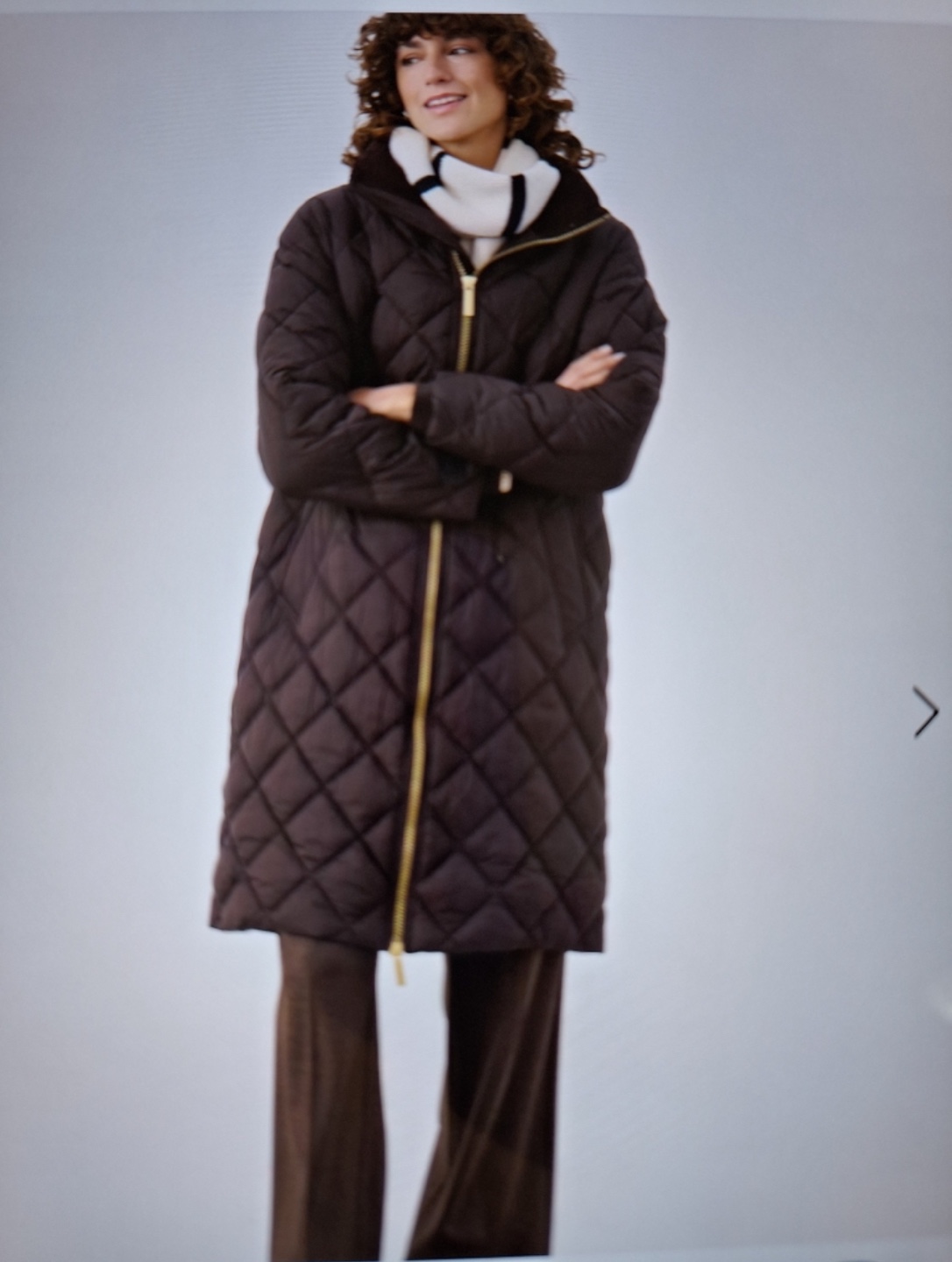 Part Two Brown Quilted Long Coat - Size 14 - photo 5