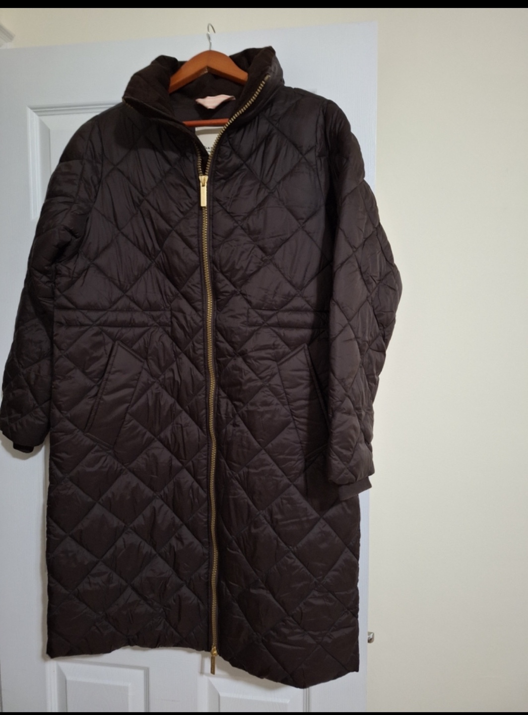 Part Two Brown Quilted Long Coat - Size 14