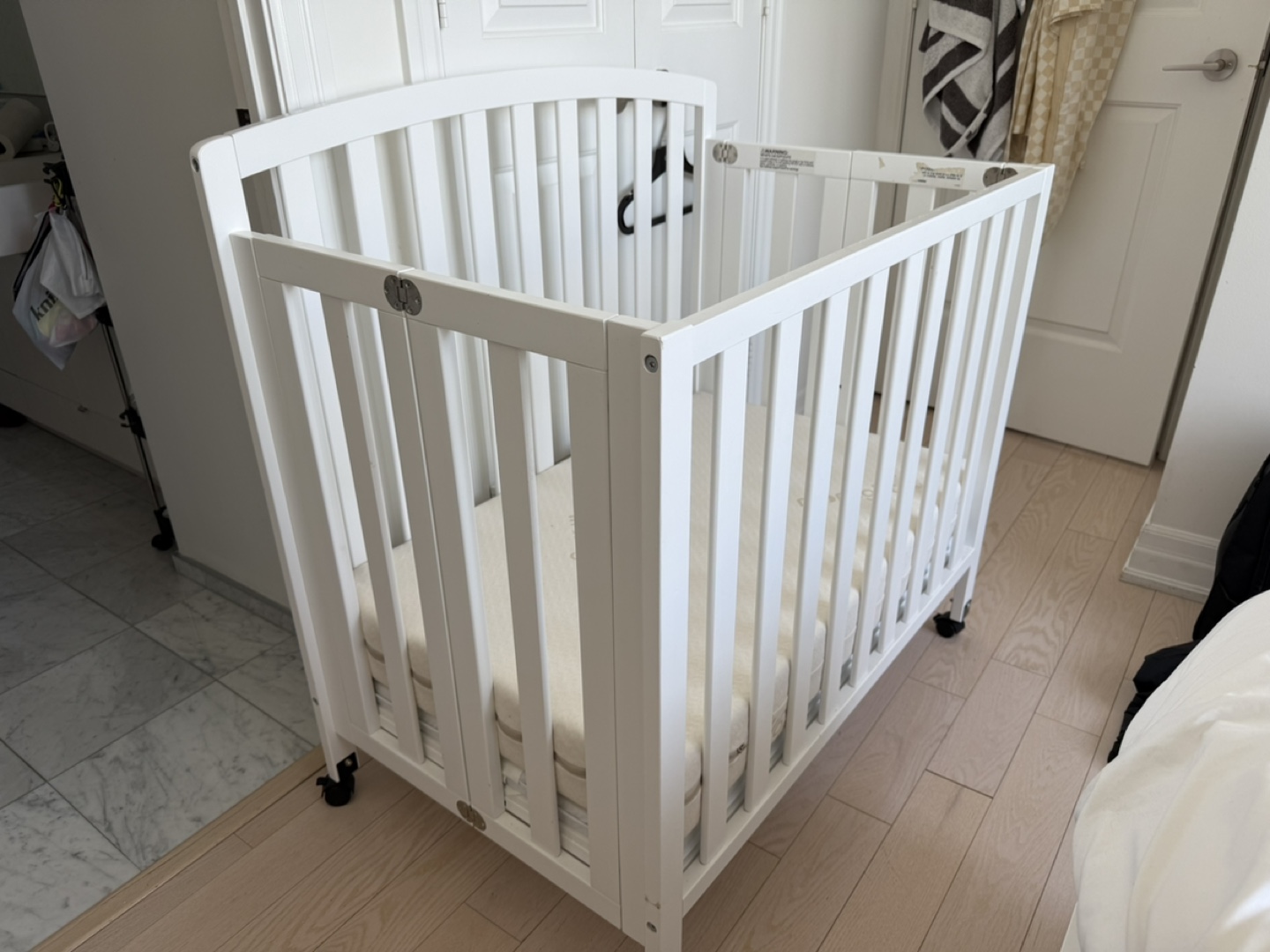 Convertible Foldable Mini Crib with Mattress