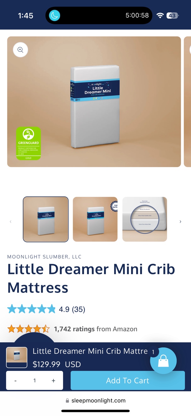 Convertible Foldable Mini Crib with Mattress - photo 3