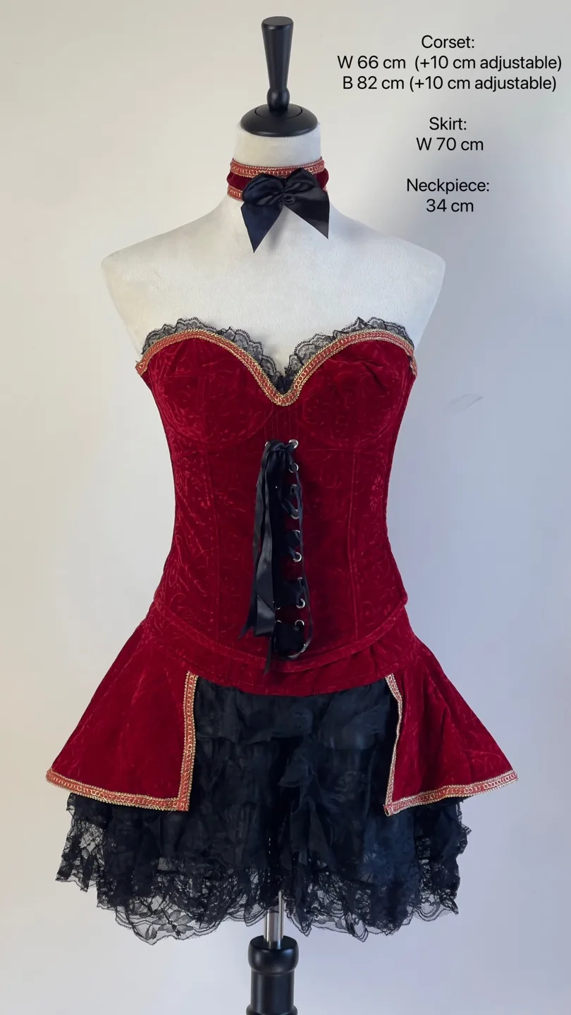 Red Velvet Corset Sets image indicator(2)