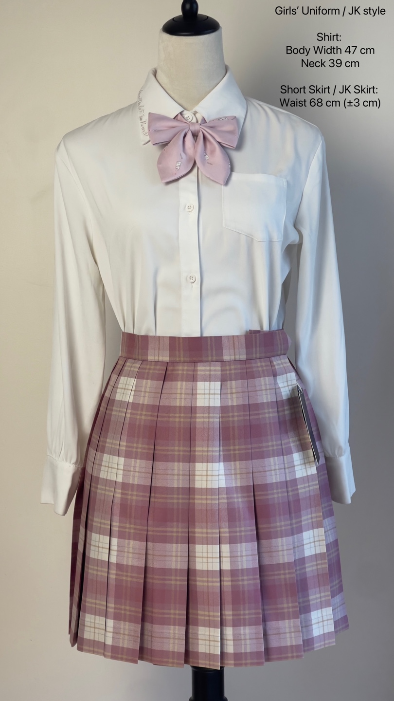 Girls' JK Style Uniform Set - Shirt and Pleated Skirt