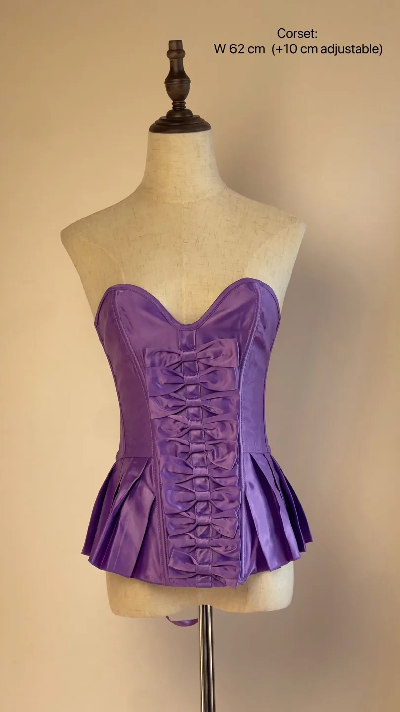 Purple Satin Corset with Bow Detail image indicator(2)