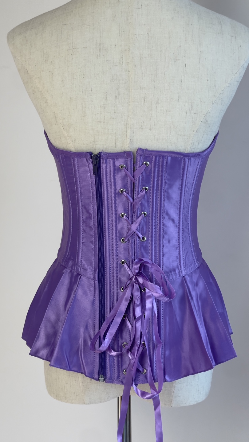 Purple Satin Corset with Bow Detail - photo 3