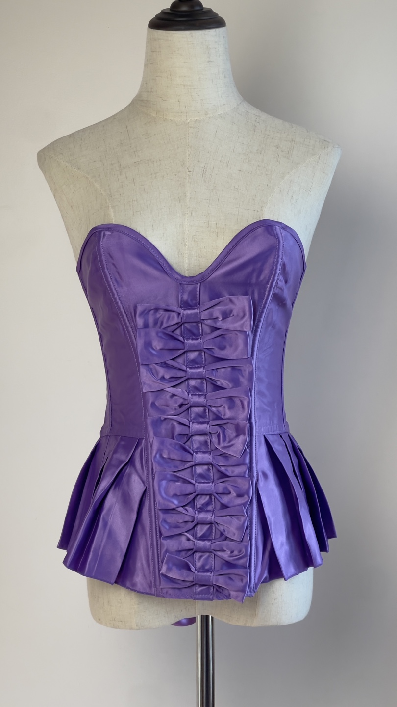 Purple Satin Corset with Bow Detail - photo 4