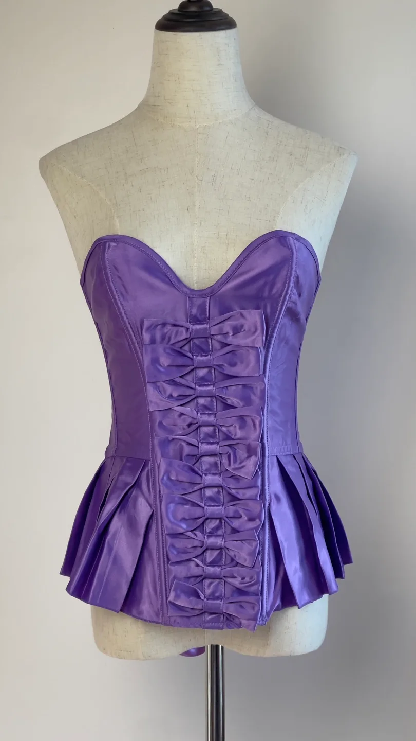 Purple Satin Corset with Bow Detail image indicator(4)