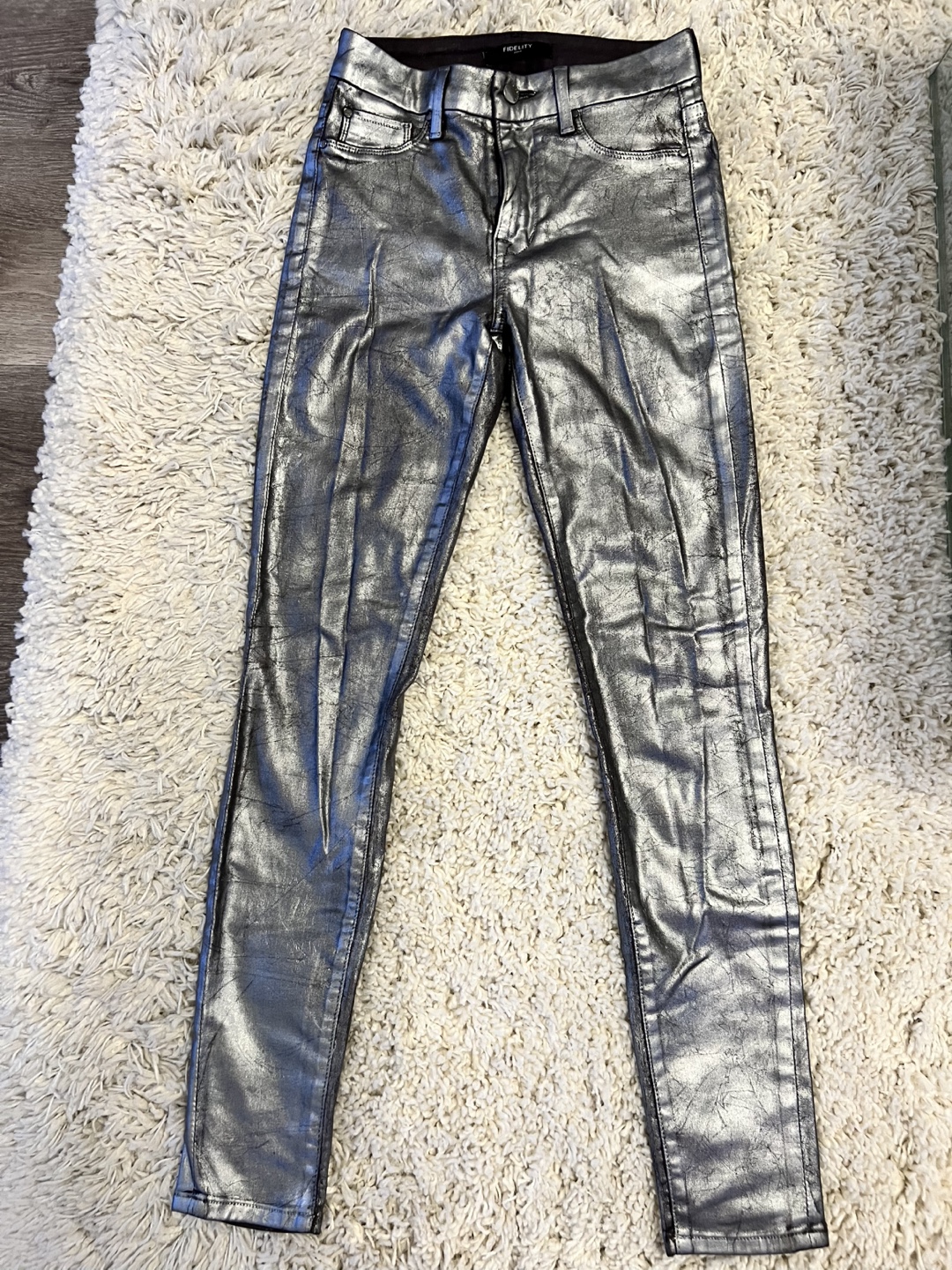 Silver Metallic Skinny Jeans