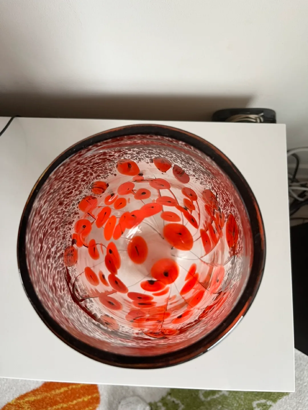 Unique Orange, Black & Purple Glass Vase image indicator(2)