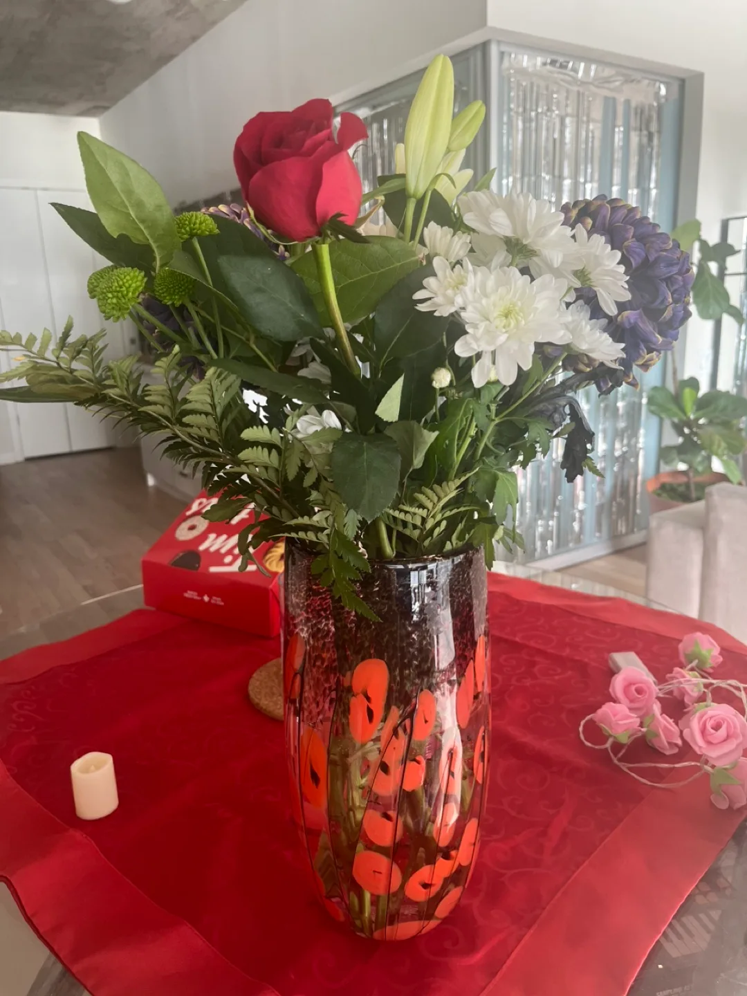 Unique Orange, Black & Purple Glass Vase image indicator(4)